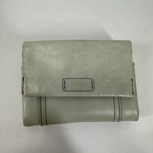 Fossil Wallet Card Holder Women's Mint Green Leather Organizer Bi-fold 5.75"x4"